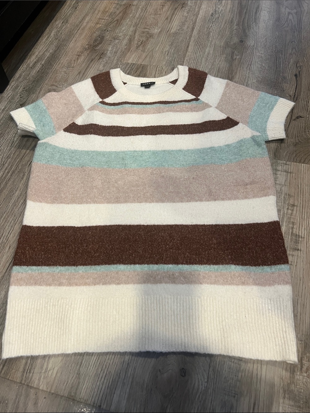 Sweater, striped, stretching, Jr plus size 00